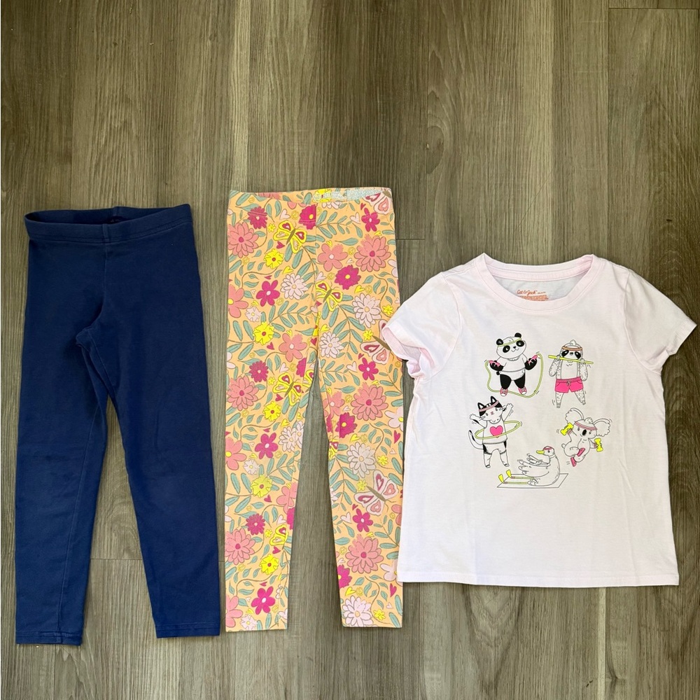 XS Girls Leggings and T Shirt